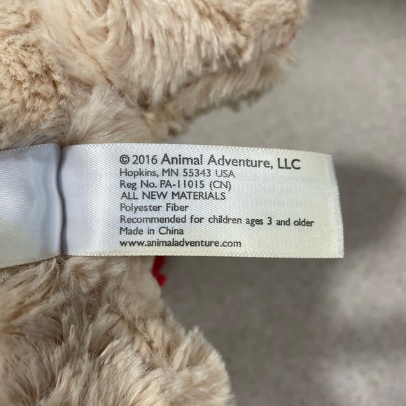 Animal Adventure Puppy Dog Plush 9” Beige & Brown Red Scarf Stuffed Animal Toys - Picture 6 of 6